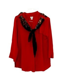 Chico’s flared tunic w/epaulettes & scarf